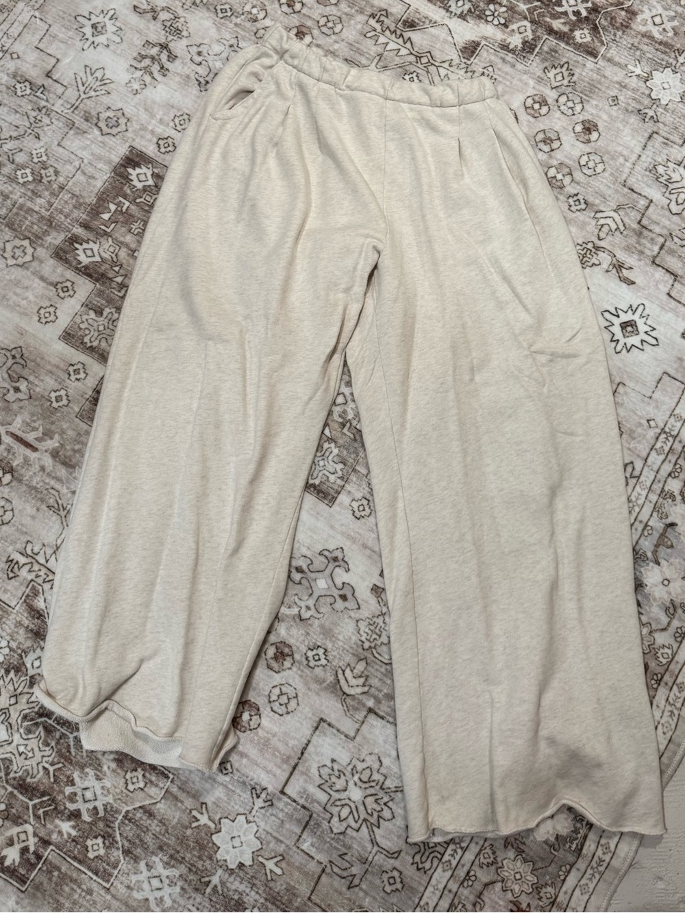 Aerie Cream Wide-Leg Sweatpants for Women